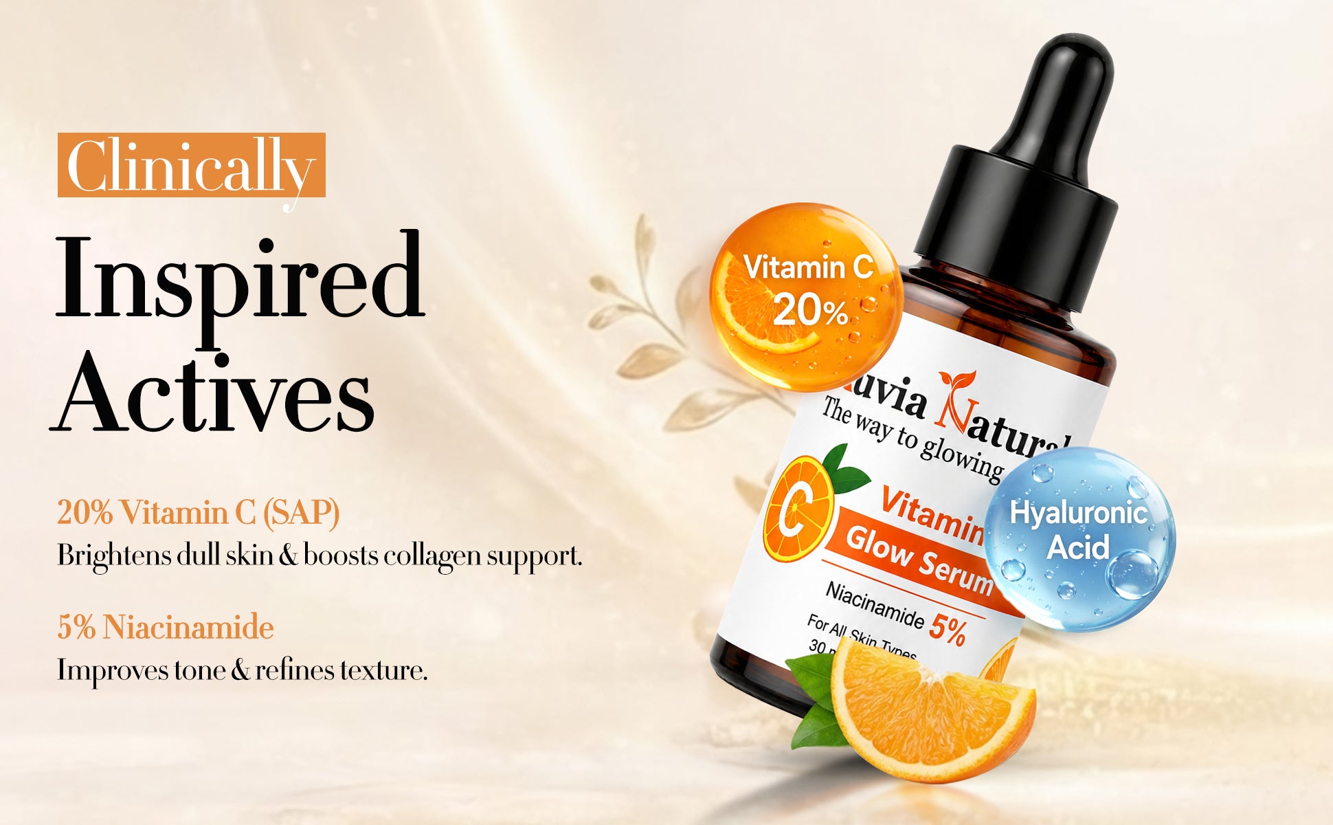 Vitamin C Glow Serum | 20% Vitamin C + Hyaluronic Acid + Niacinamide